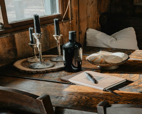 A calm and quiet lunch setup at a wooden home table